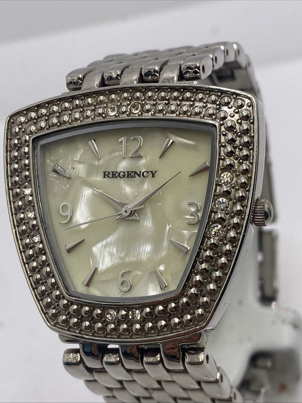Vintage Regency Womens Mop Dial Rare Shape Watch New Battery
